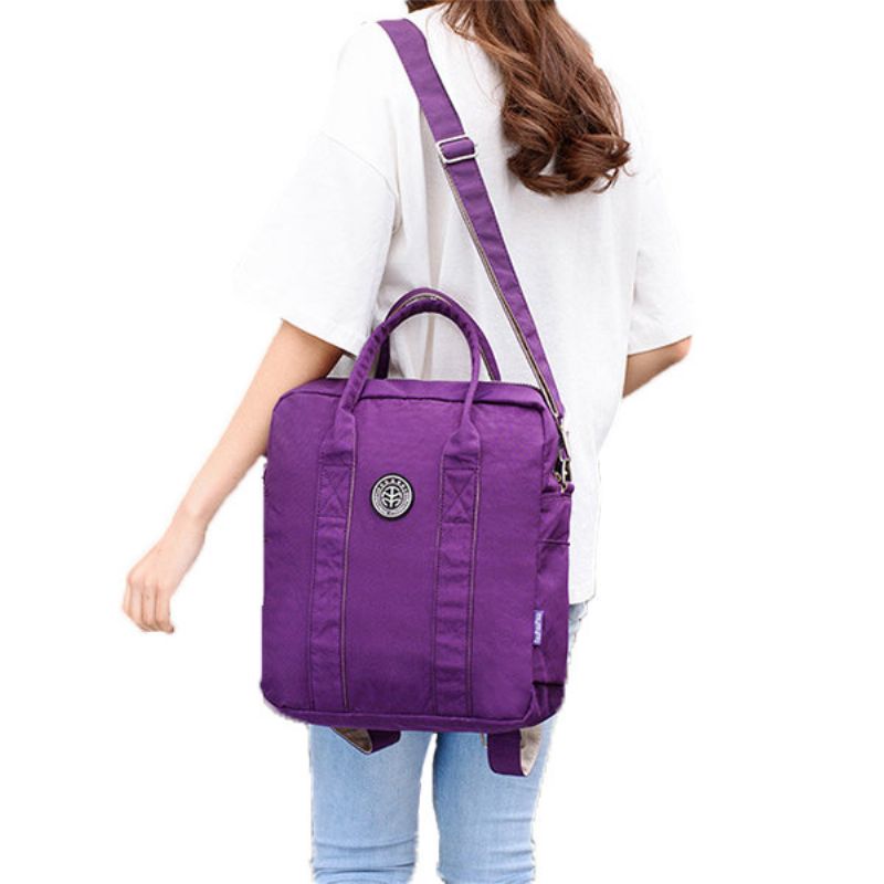 Jinqiaoer Kvinner Nylon Satchel Bag Ryggsekk Studenter Crossbody Bag