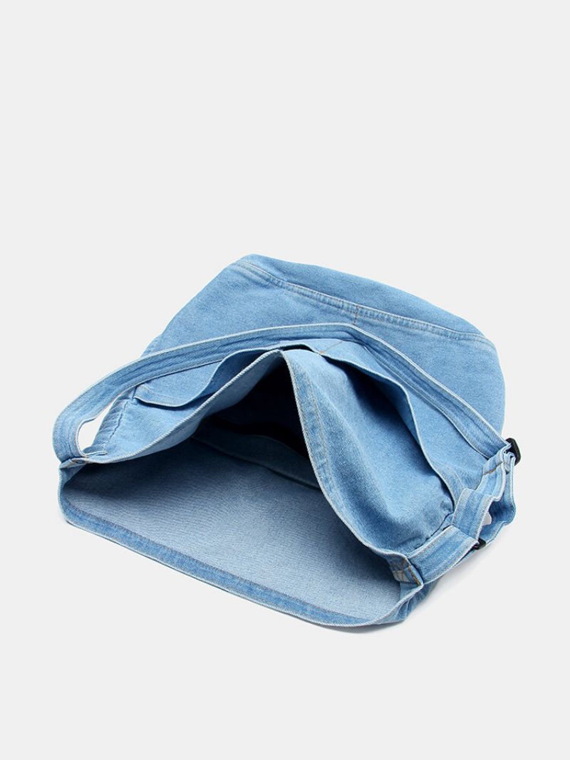 Joseko Dame Bomull Vintage Denim Skulderveske Litterær Lazy Wind Messenger Bag Med Stor Kapasitet