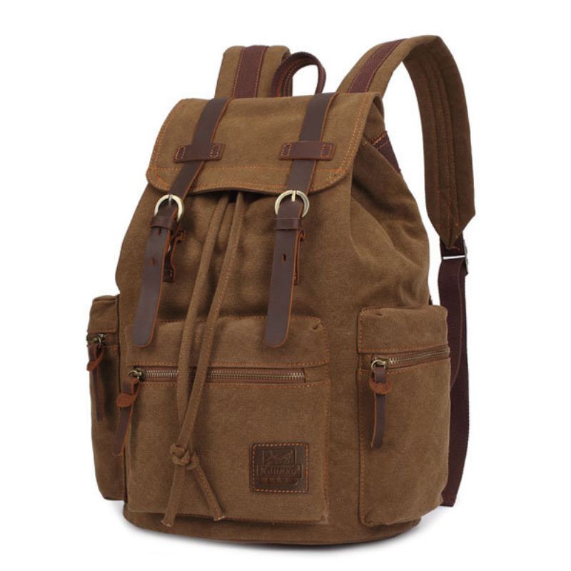 Kaukko Menn Vintage Canvas Backapck Casual Computer School Travel Sport