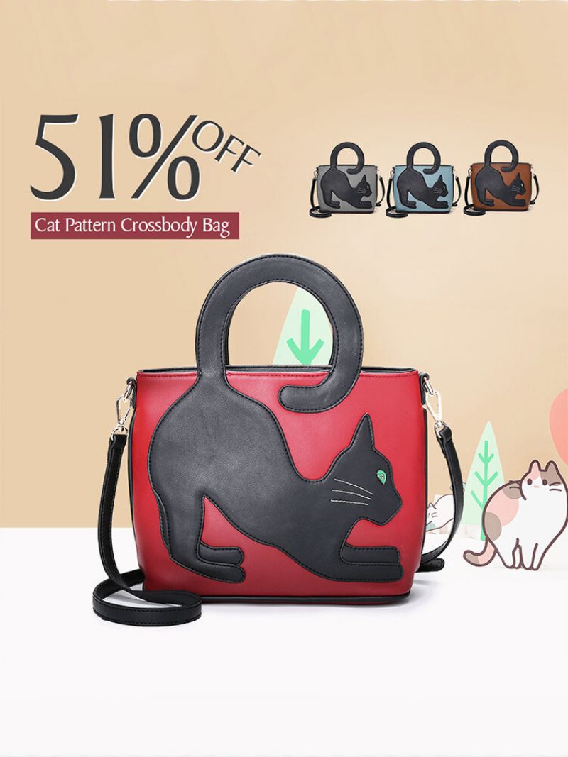 Kvinne Cat Pattern Handbag Crossbody Bag