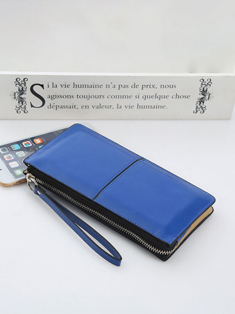 Kvinne Pu Patchwork Line Lommebok Elegant Ultrathin Wristlet Telefonlommebok