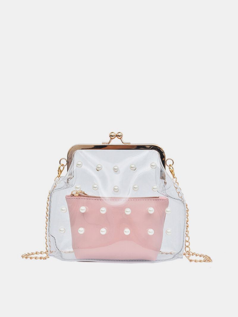 Kvinner 2 Stk Pvc Hasp Pearly Shell Skulderveske Crossbody-vesker