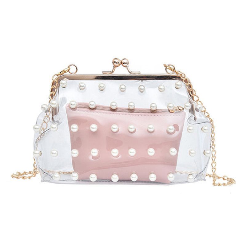 Kvinner 2 Stk Pvc Hasp Pearly Shell Skulderveske Crossbody-vesker