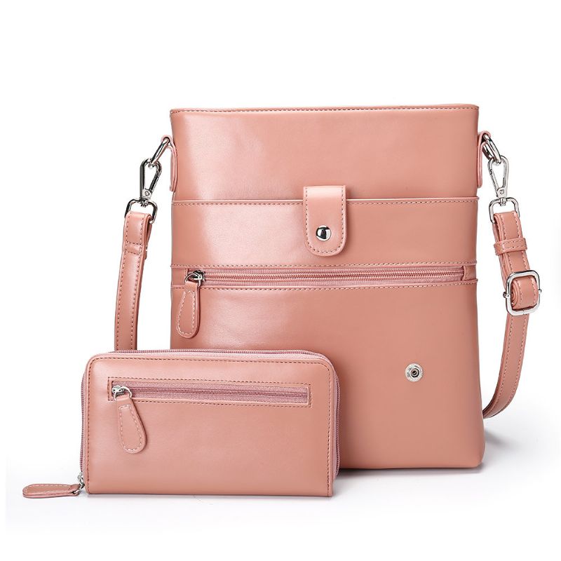 Kvinner Anti-tyveri Solid 2 Picese Multifunction Crossbody Bag