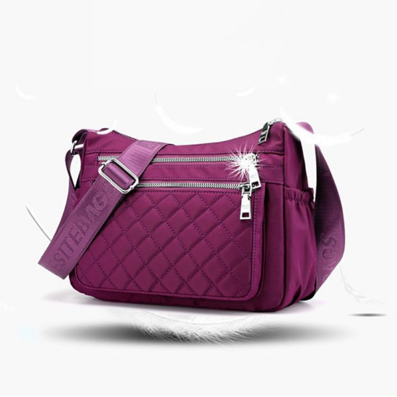 Kvinner Argyle Nylon Lett Vanntett Skulderveske Crossbody Bag