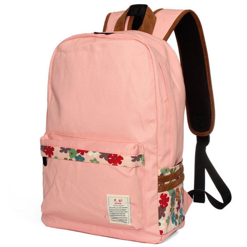 Kvinner Canvas Floral Pastoral Travel Satchel Ryggsekk