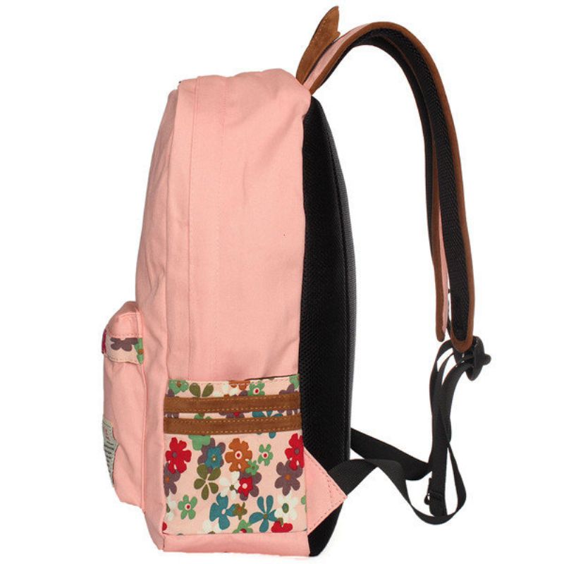 Kvinner Canvas Floral Pastoral Travel Satchel Ryggsekk