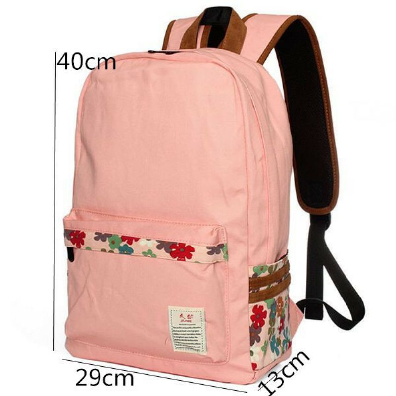 Kvinner Canvas Floral Pastoral Travel Satchel Ryggsekk