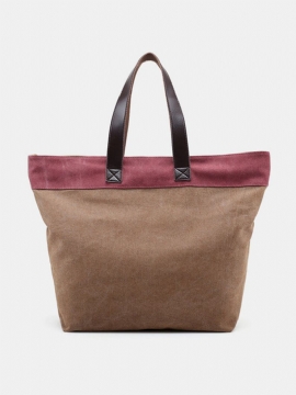 Kvinner Canvas Hitcolor Tote Bag Casual Handbag Skulderveske