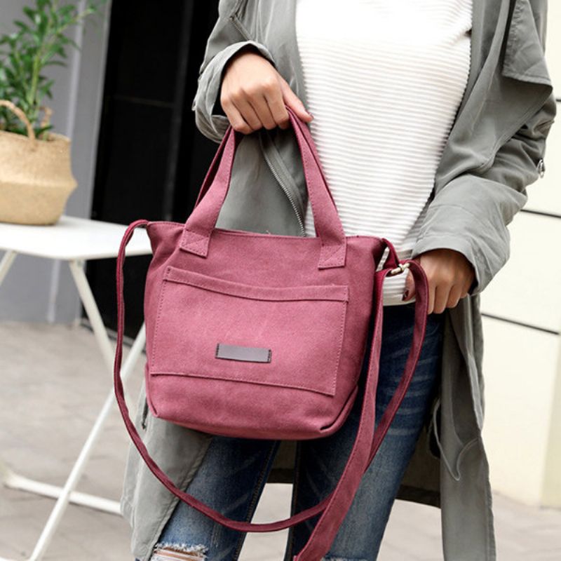 Kvinner Canvas Leisure Handbag Solid Crossbody Bag