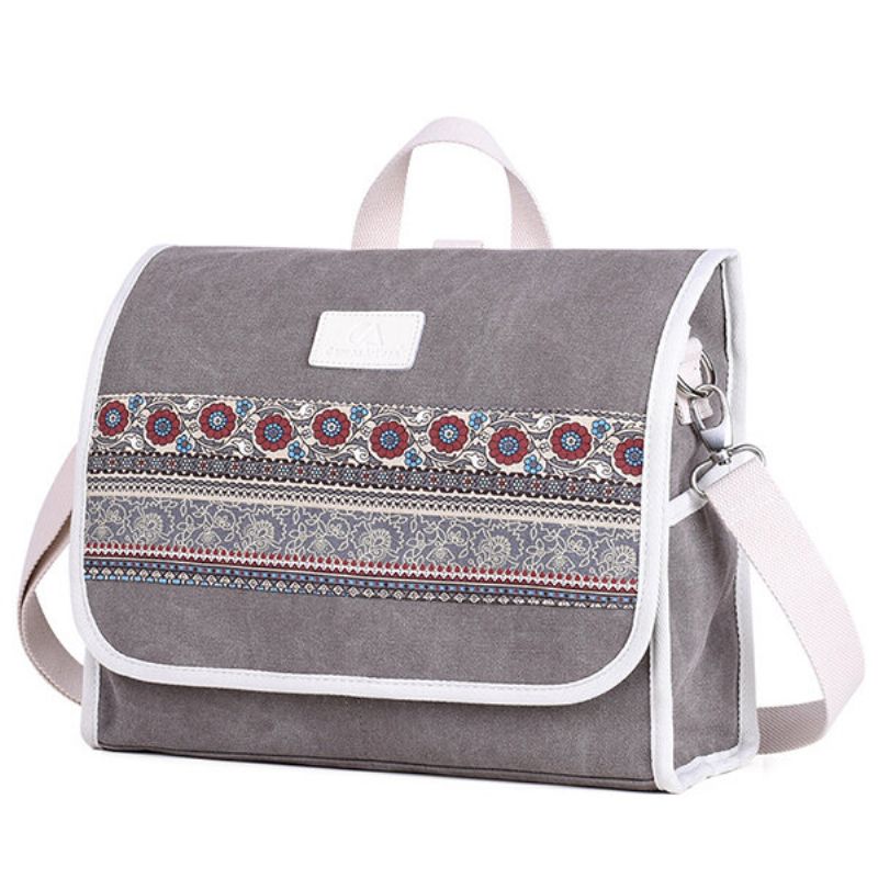 Kvinner Canvas Multifunctional National Style Skulderveske Ryggsekk Crossbody-vesker