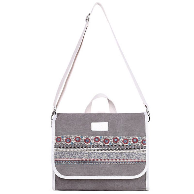 Kvinner Canvas Multifunctional National Style Skulderveske Ryggsekk Crossbody-vesker