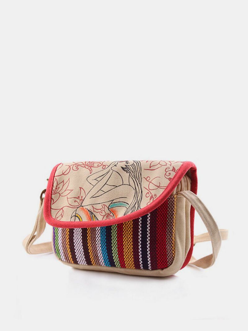 Kvinner Canvas National Mini Crossbody Bag Messenger Bag