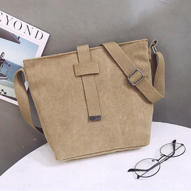 Kvinner Canvas Vintage Skulderveske Med Stor Kapasitet Crossbody-veske