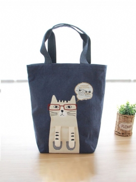 Kvinner Casual Cat Pattern Handbag Tote Bag