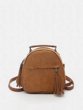 Kvinner Corduroy Multi-funksjon Crossbody Bag Dusk Solid Backpack Vintage Skulderveske