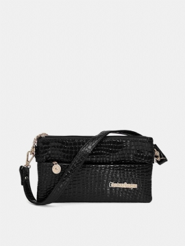 Kvinner Crocodile Grain Elegant Crossbody-vesker Med Tre Glidelåser Fritid Skuldervesker