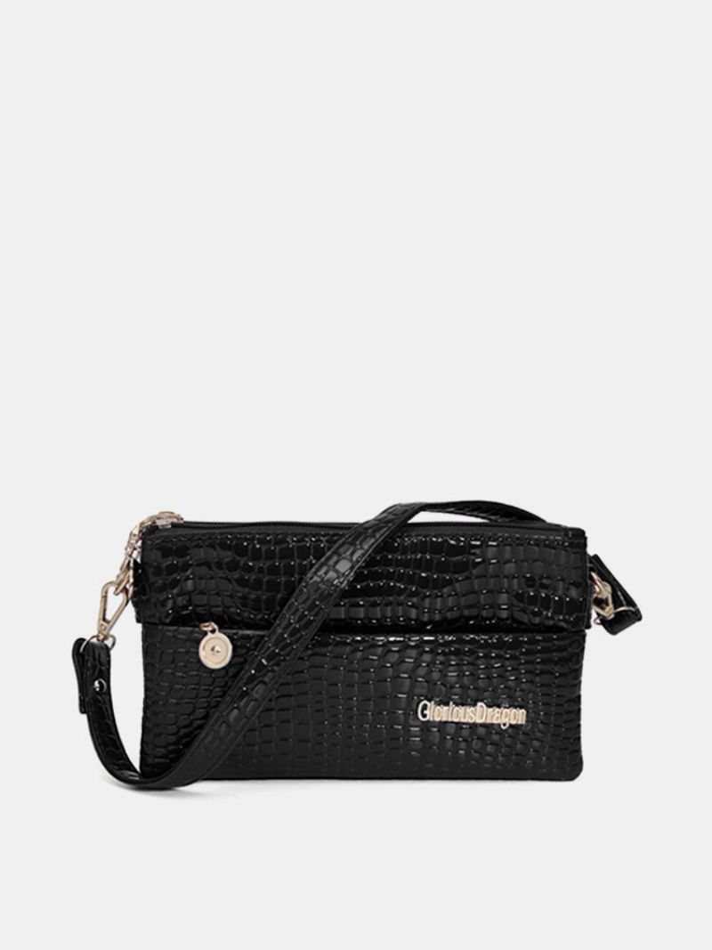 Kvinner Crocodile Grain Elegant Crossbody-vesker Med Tre Glidelåser Fritid Skuldervesker