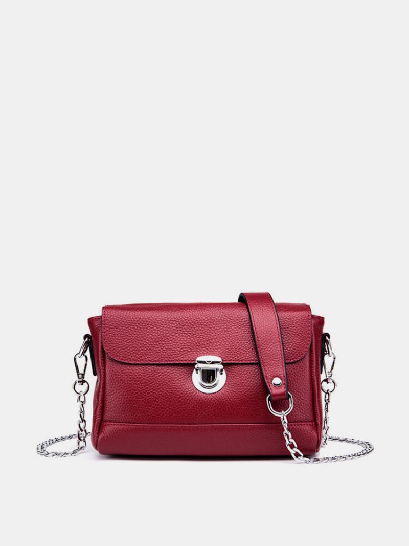 Kvinner Crossbody-veske I Ekte Skinn Vintage High-end Lock Chain Skulderveske