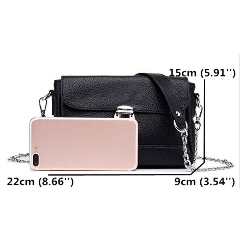 Kvinner Crossbody-veske I Ekte Skinn Vintage High-end Lock Chain Skulderveske