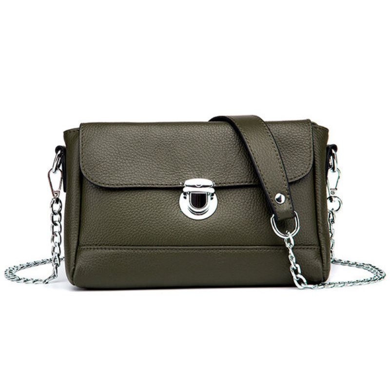 Kvinner Crossbody-veske I Ekte Skinn Vintage High-end Lock Chain Skulderveske