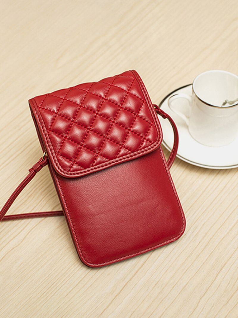 Kvinner Ekte Skinn Lingge Telefonveske Mini Crossbody Bag