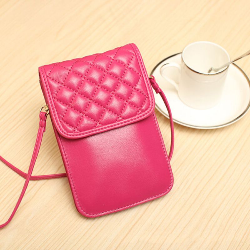 Kvinner Ekte Skinn Lingge Telefonveske Mini Crossbody Bag