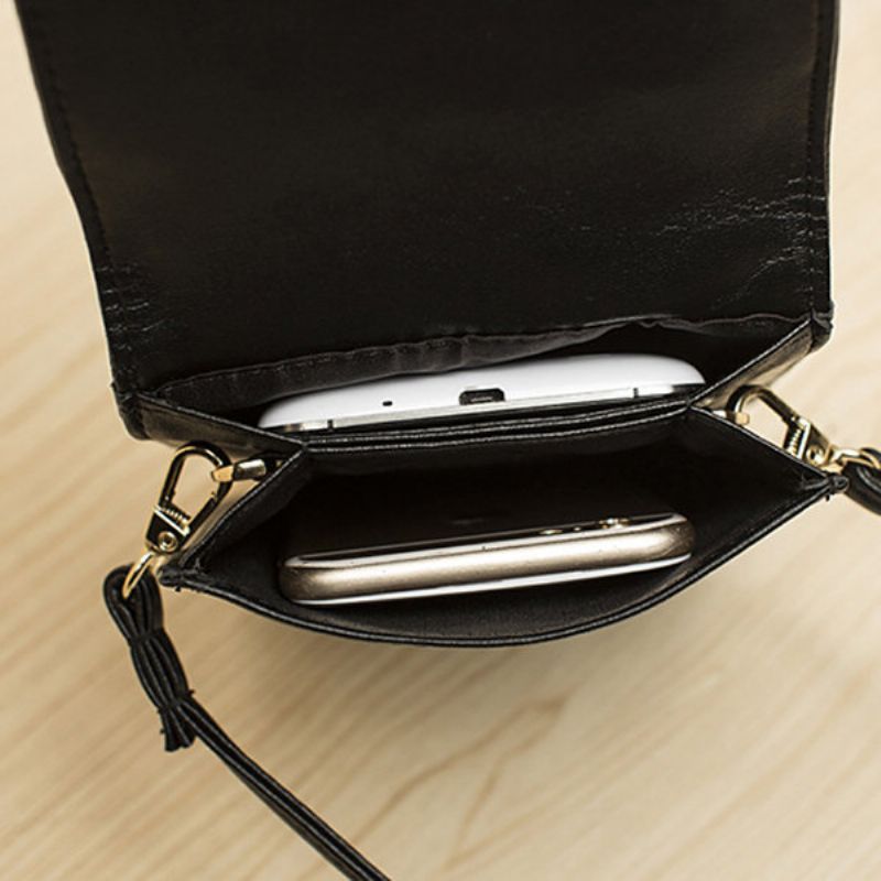 Kvinner Ekte Skinn Lingge Telefonveske Mini Crossbody Bag