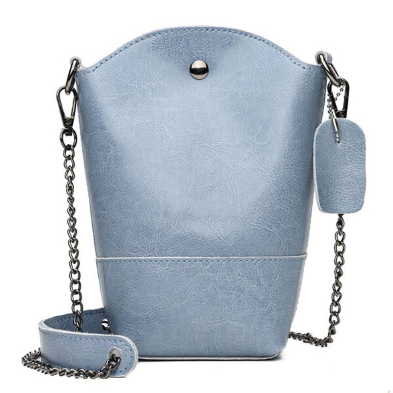 Kvinner Ekte Skinn Vintage Bøtteveske Solid Telefonveske Leisure Mini Crossbody Bag