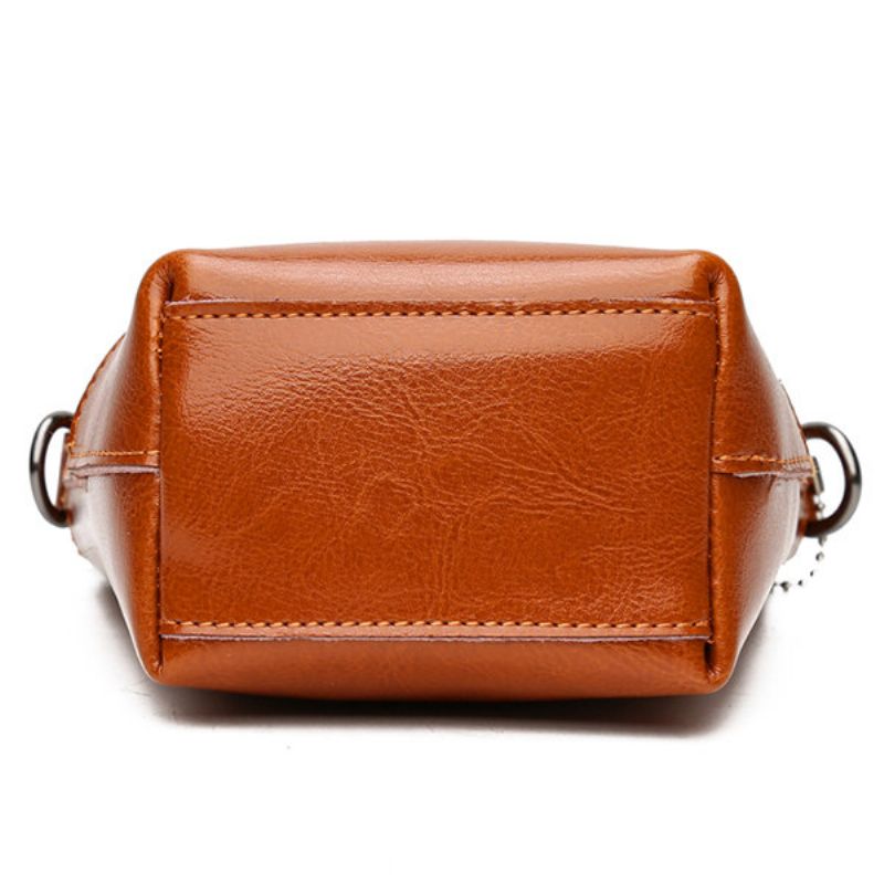 Kvinner Ekte Skinn Vintage Bøtteveske Solid Telefonveske Leisure Mini Crossbody Bag