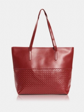 Kvinner Elegant Stor Kapasitet Grid Handbag Dame Casual Glidelås Skulderveske