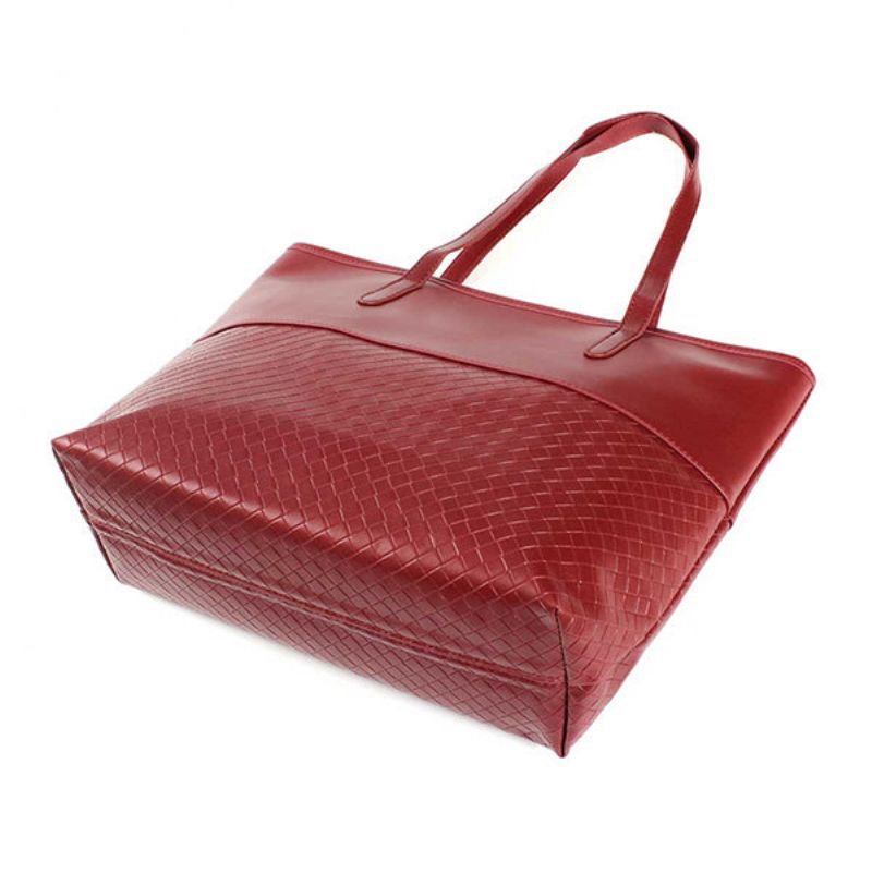 Kvinner Elegant Stor Kapasitet Grid Handbag Dame Casual Glidelås Skulderveske