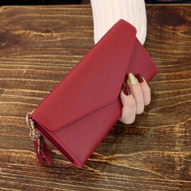 Kvinner Ensfarget Dusk Multifunksjon Lang Lommebok Clutch