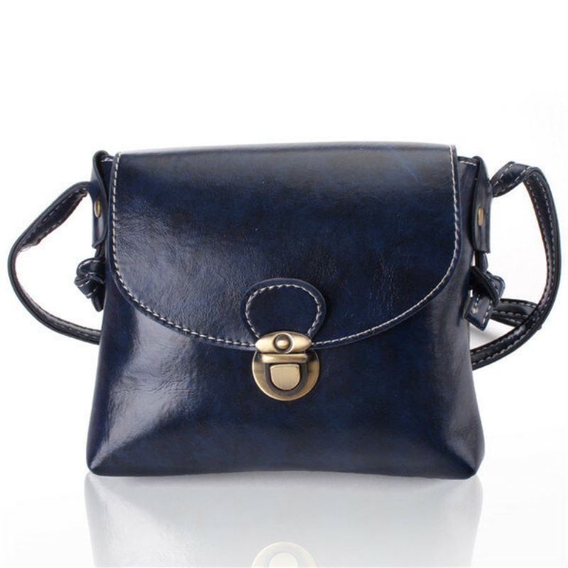 Kvinner Faux Candy Color Leather Crossbody Bag