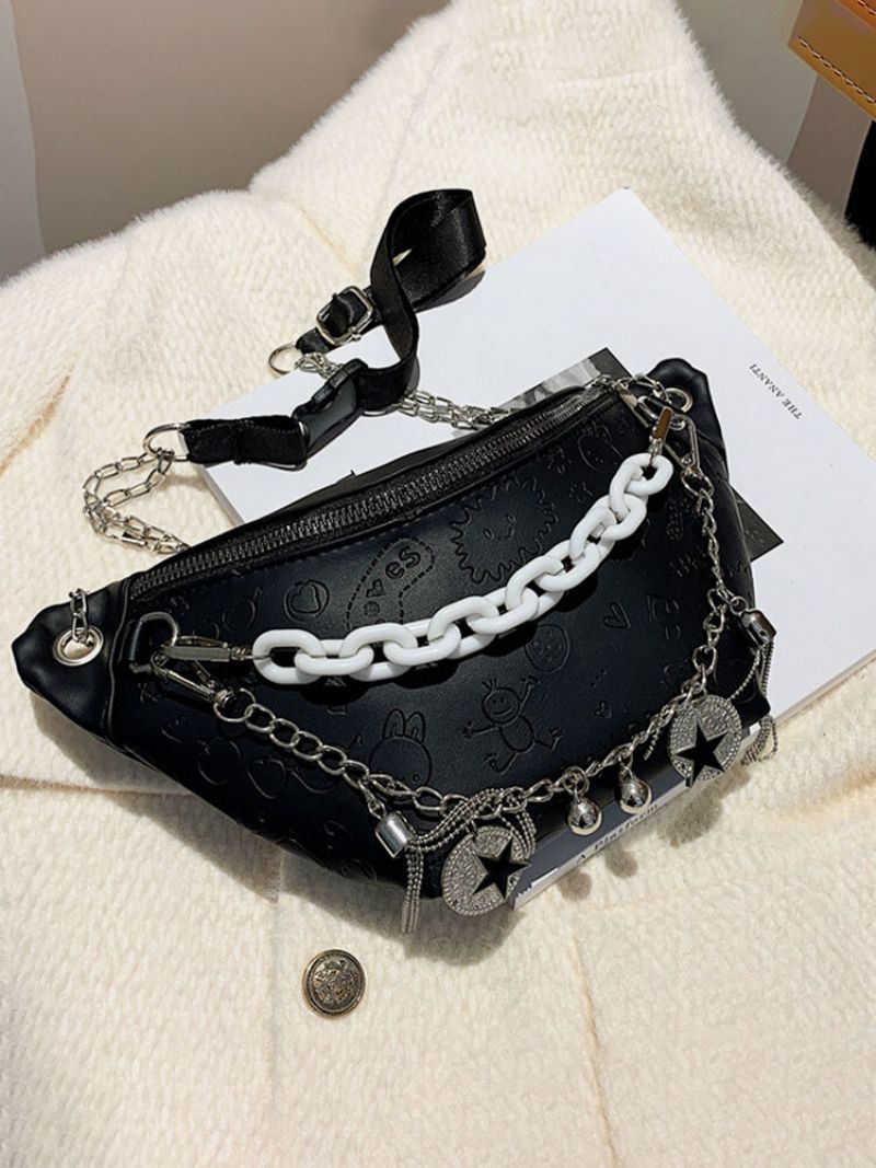 Kvinner Faux Leather Brief Chain Embossing Crossbody Bag Skulderveske