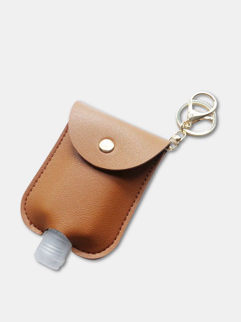 Kvinner Faux Leather Casual Portable Hand Sanitizer Flaske Nøkkelring Reise Anheng Bag Tilbehør