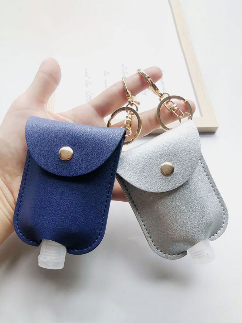 Kvinner Faux Leather Casual Portable Hand Sanitizer Flaske Nøkkelring Reise Anheng Bag Tilbehør