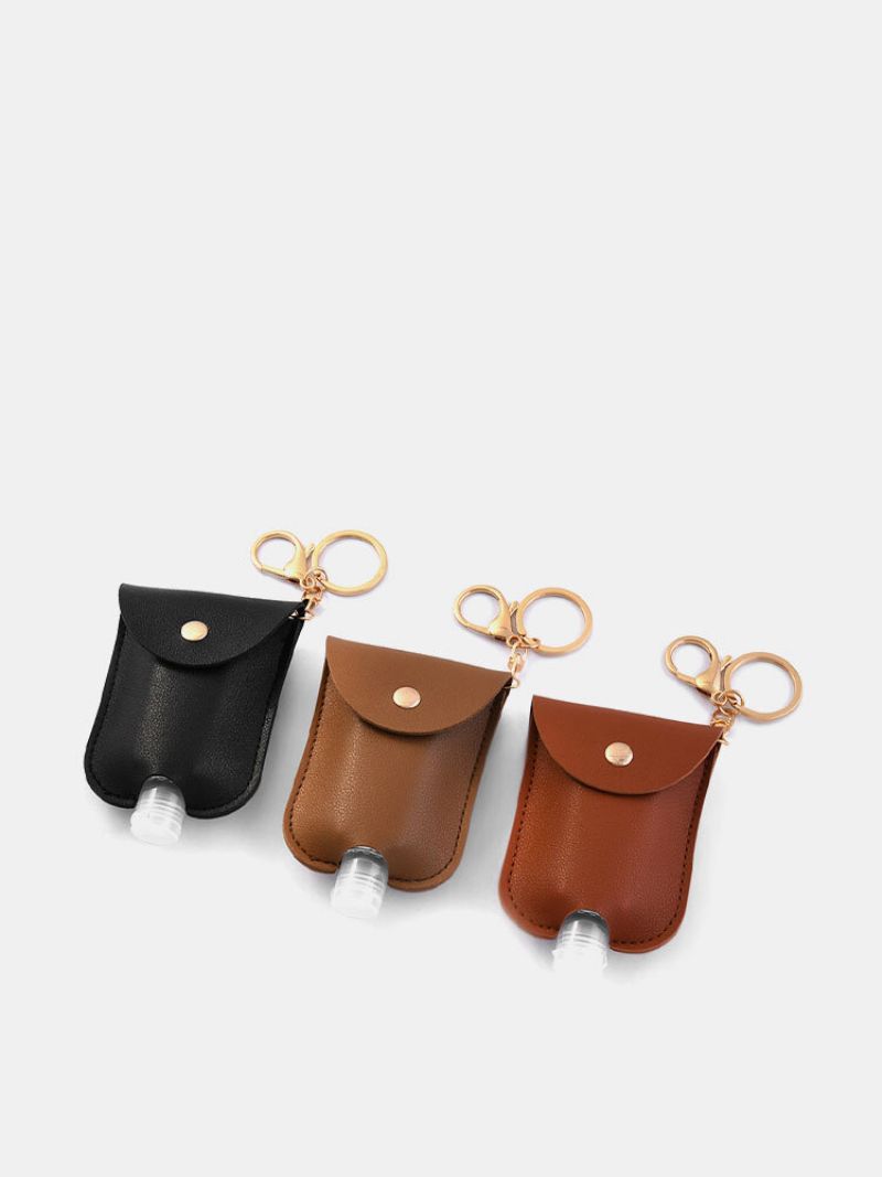 Kvinner Faux Leather Casual Portable Hand Sanitizer Flaske Nøkkelring Reise Anheng Bag Tilbehør