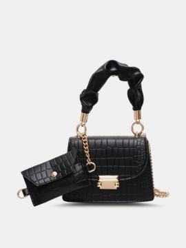 Kvinner Faux Leather Fashion Multi-carry Alligator Ensfarget Håndveske Crossbody Bag