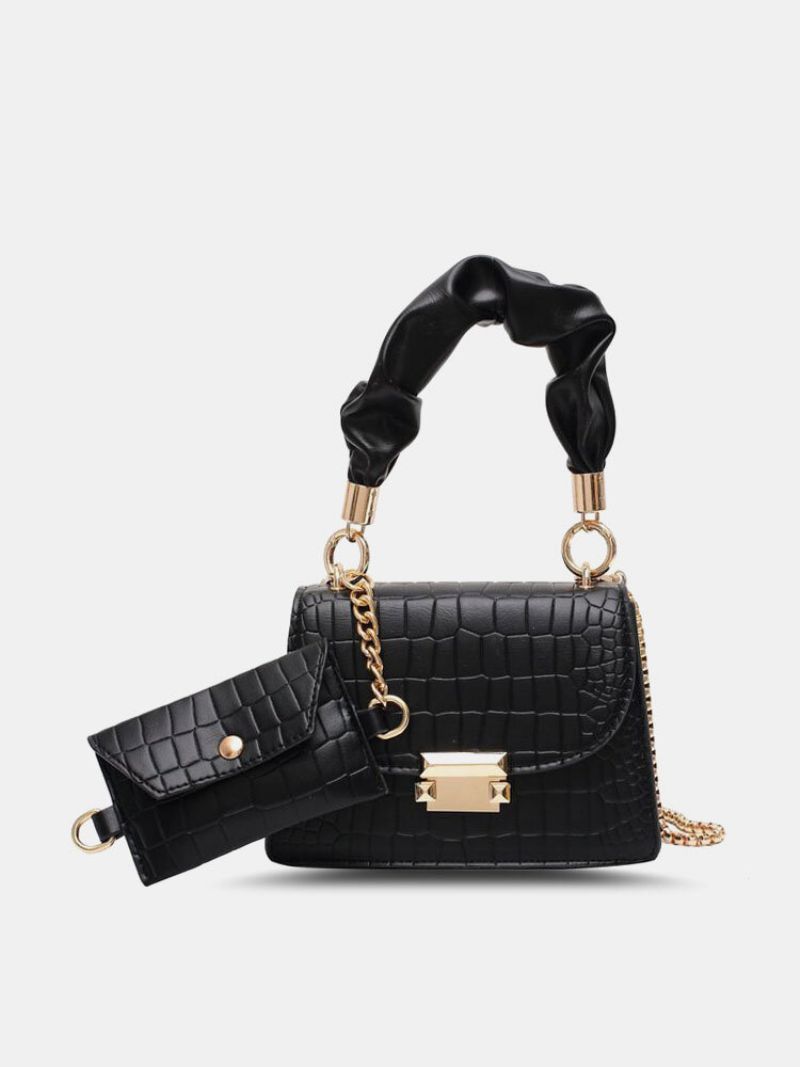 Kvinner Faux Leather Fashion Multi-carry Alligator Ensfarget Håndveske Crossbody Bag