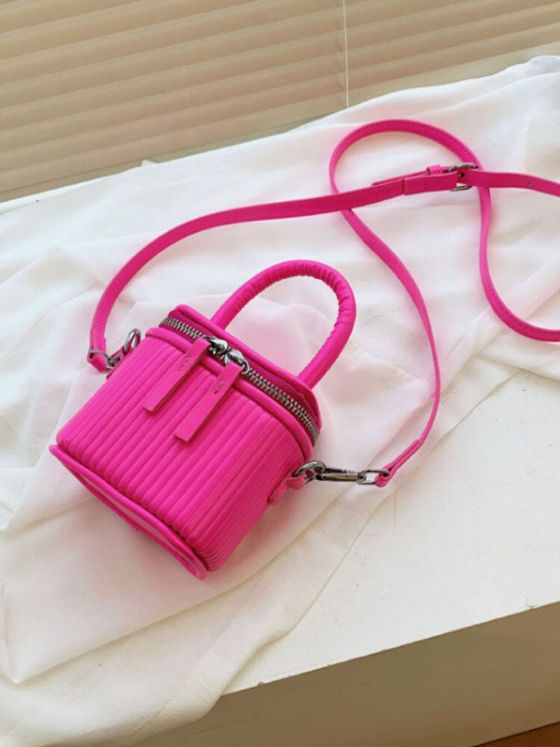 Kvinner Faux Leather Fashion Shopping Solid Candy Lys Farge Mini Handbag Crossbody Bag