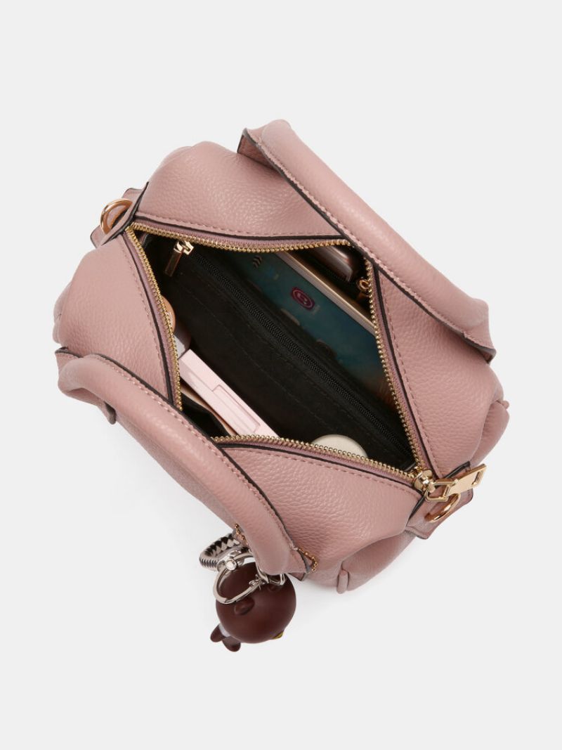 Kvinner Faux Leather Fashion Stor Kapasitet Bjørn Ornament Ensfarget Crossbody Bag Håndveske