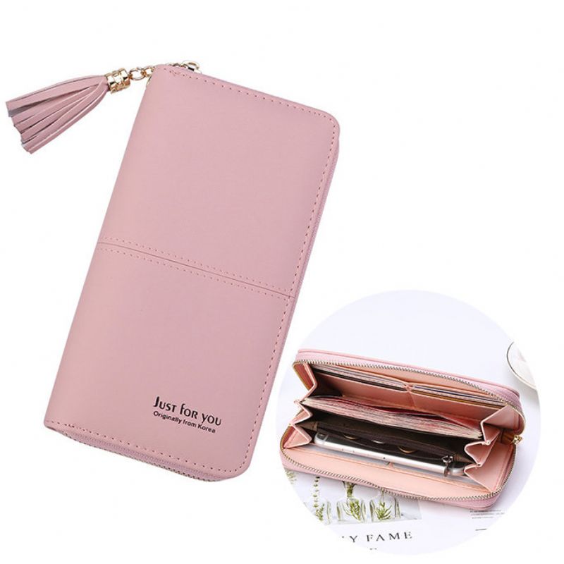 Kvinner Faux Leather Long Phone Purse 8 Card Slot Lommebok Dusk Multi-function Mynt Bag