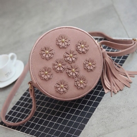 Kvinner Floral Pu Skinn Rund Crossbody Bag Skulderveske