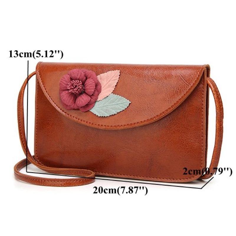 Kvinner Flower Decorational 5.5-tommers Klaff Telefonveske Skuldervesker Crossbody-vesker