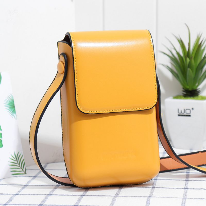 Kvinner Fritid Solid Telefon Veske Bøtteveske Pu Leather Casual Crossbody Bag