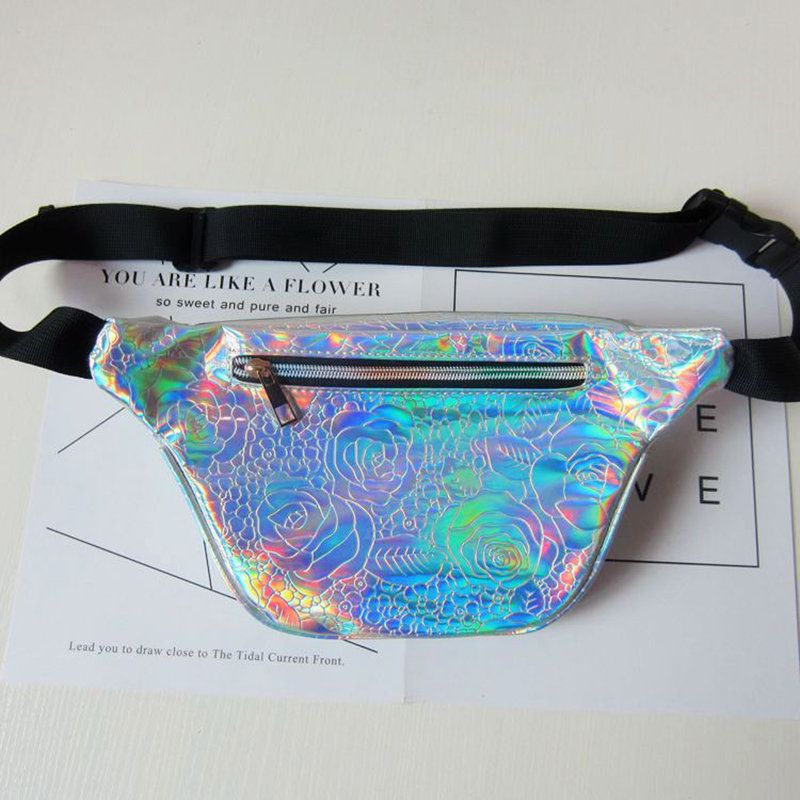 Kvinner Harajuku Stil Reflekterende Laser Midjeveske Justerbar Brystveske Personality Sling Bag