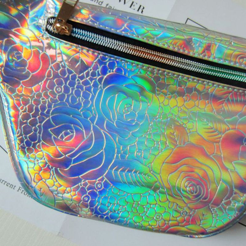 Kvinner Harajuku Stil Reflekterende Laser Midjeveske Justerbar Brystveske Personality Sling Bag