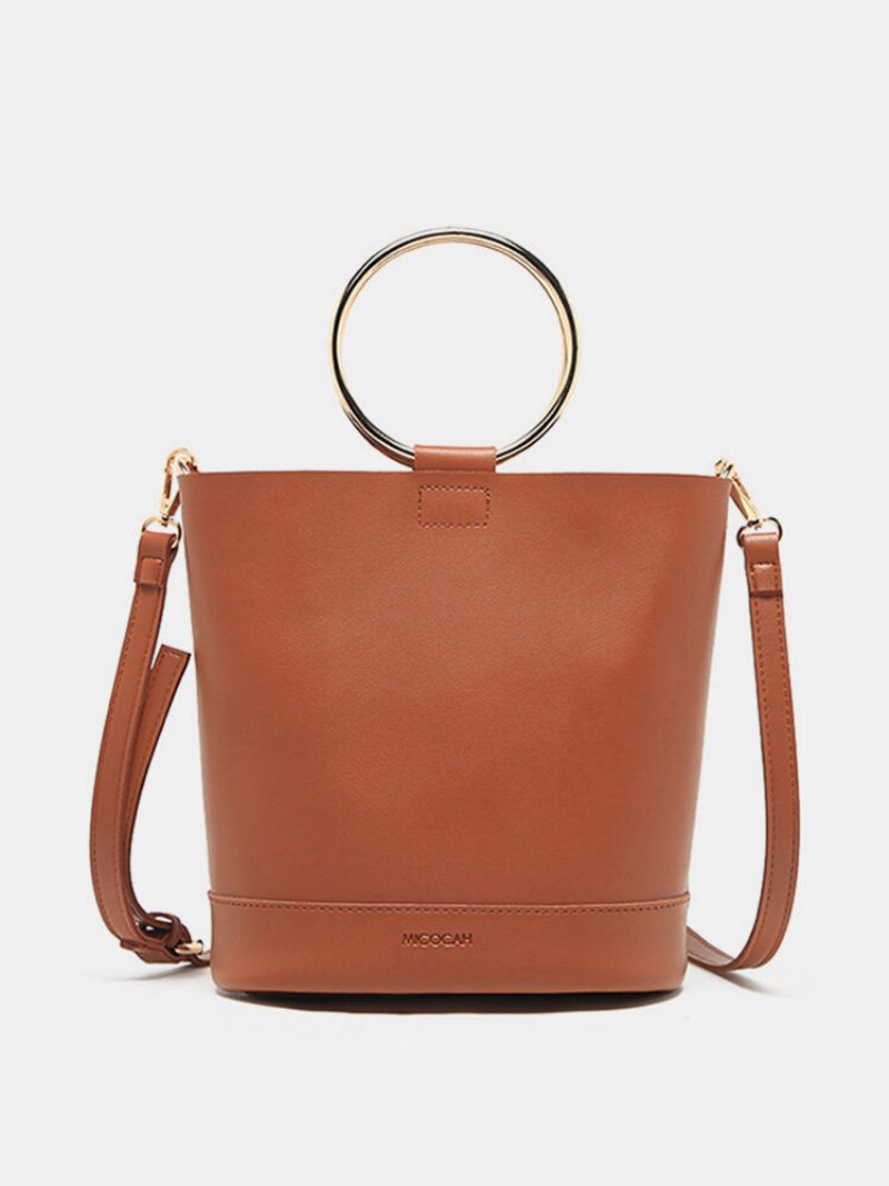 Kvinner Kortfattet Pu-skinn Two Size Bucket Bag Crossbody Bag