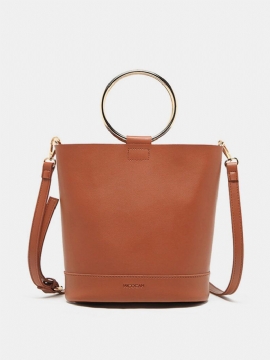 Kvinner Kortfattet Pu-skinn Two Size Bucket Bag Crossbody Bag